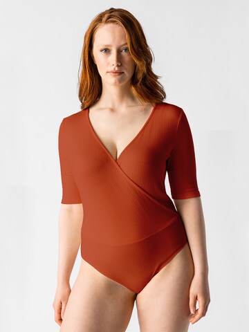 Les Lunes Shirt body 'Zoey' in Oranje: voorkant