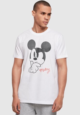 ABSOLUTE CULT Shirt 'Mickey Mouse - Distressed Ponder' in White: front