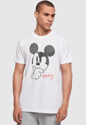 ABSOLUTE CULT T-Shirt 'Mickey Mouse - Distressed Ponder' in Weiß: Vorderseite