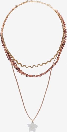 Pull&Bear Necklace in Brown / Gold / Pearl white, Item view