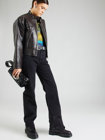 Abercrombie & Fitch Szeroka nogawka Jeansy w kolorze czarny