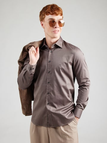 Michael Kors Regular fit Overhemd 'DOBBY' in Bruin: voorkant