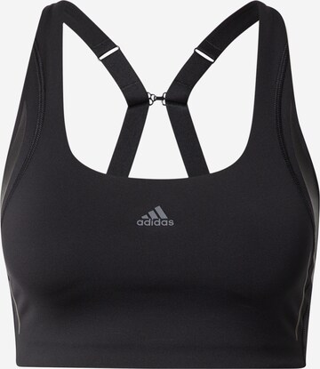 ADIDAS SPORTSWEAR Korzetová Sportovní podprsenka 'Powerimpact Luxe Medium-Support Hiit' – černá: přední strana