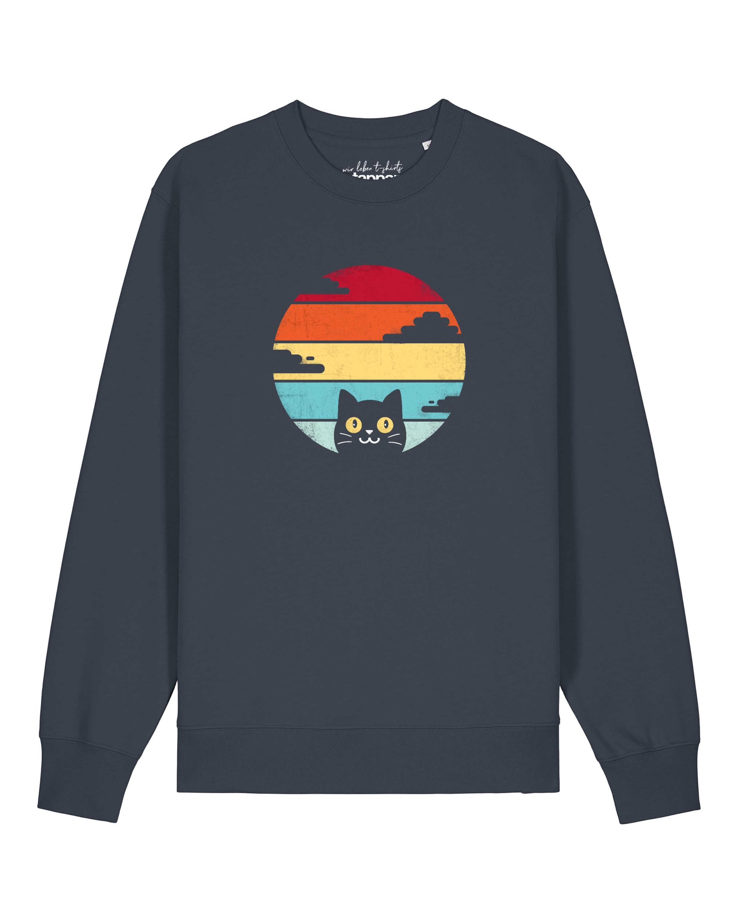 Watapparel Sweatshirt 'Retro Sunset Cat' in Grau: Vorderseite