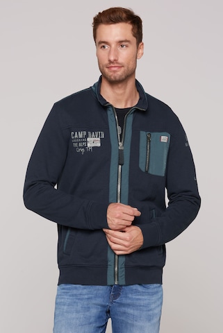 CAMP DAVID Zip-Up Hoodie in Blue: front