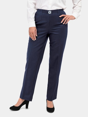 Goldner Regular Pleated Pants 'Martha' in Blue: front