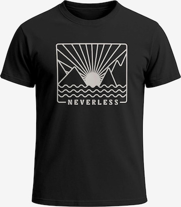 Neverless Shirt 'Sonnenuntergang' in Black: front