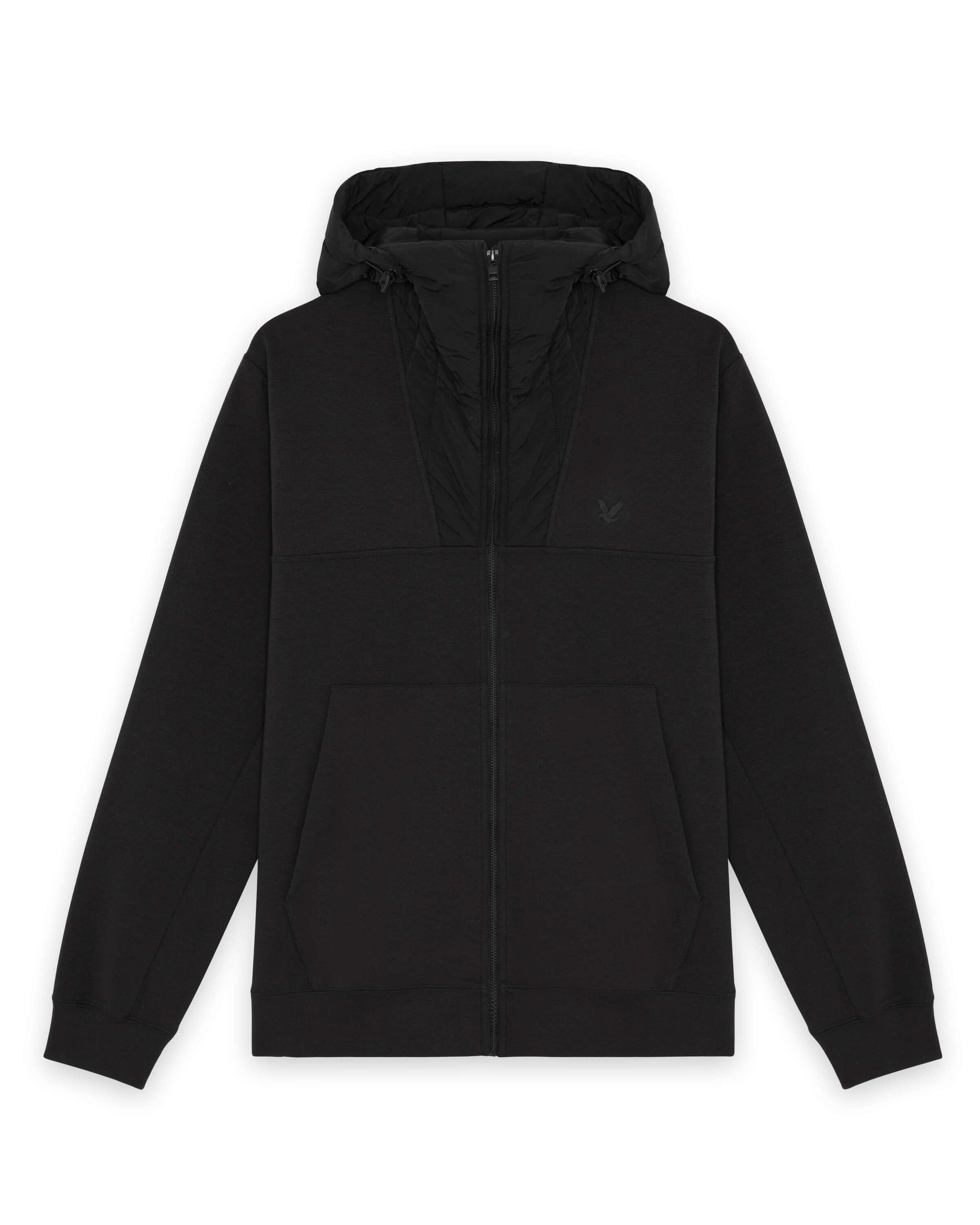 Lyle & Scott Zip-Up Hoodie 'Panelled Hybrid' in Black: front