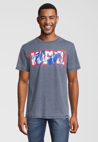 Recovered Shirt 'Marvel Iron Man Classic Logo' in Blauw: voorkant