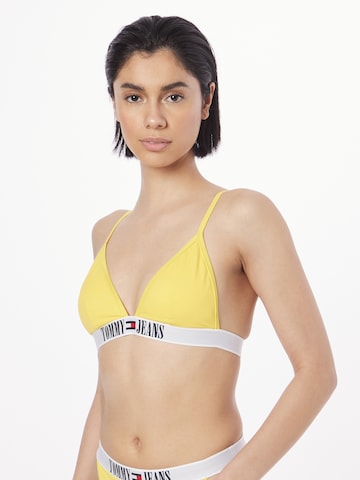 Tommy Jeans Triangle Bikini Top in Yellow: front