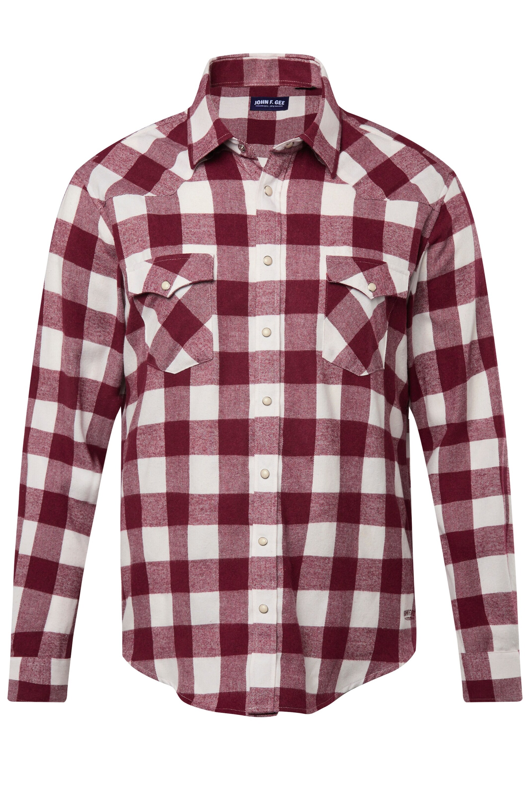 John F. Gee Regular fit Overhemd in Rood: voorkant