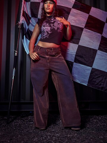 Ed Hardy Wide leg Jeans 'Signature Eagle' in Bruin