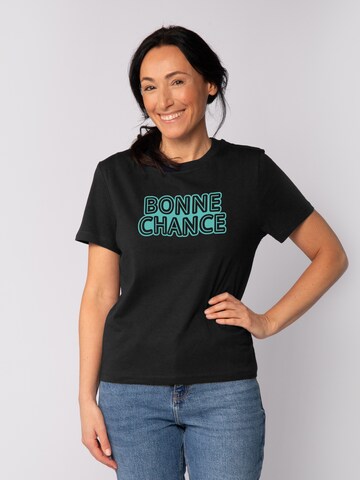 Maglietta 'Bonne Chance' di Watapparel in nero: frontale