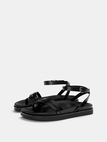 Sandales à lanières Pull&Bear en noir