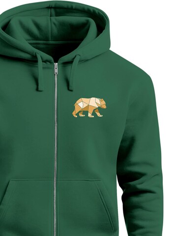 Neverless Sweatjacke 'Bär Polygon Gelb'‌‌ in Grün