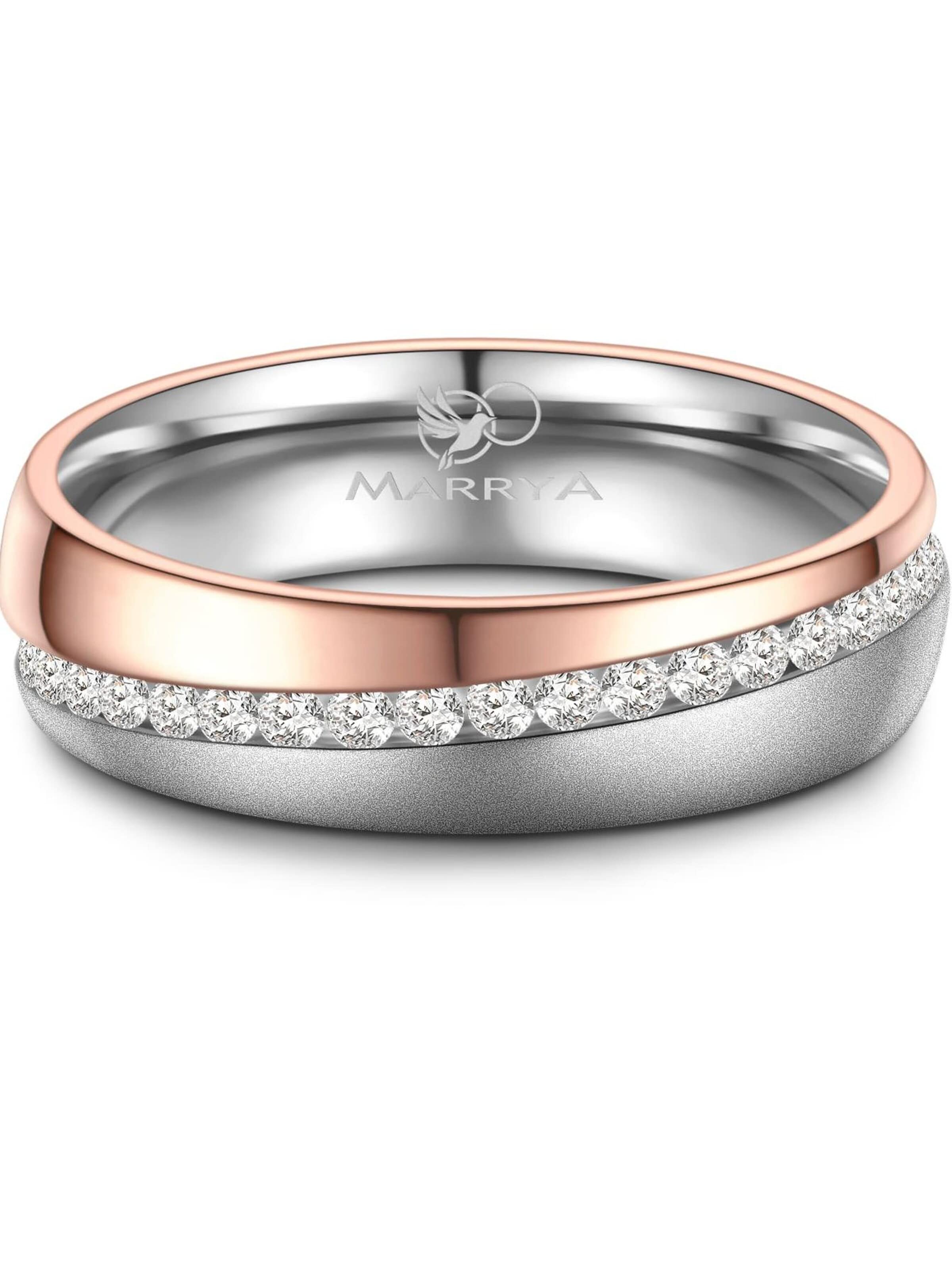MARRYA Ring 'MARRYA ES-33 Ehering aus Edelstahl - Silberfarben & Rosé' i guld