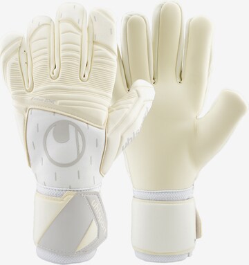 UHLSPORT Athletic Gloves in White: front