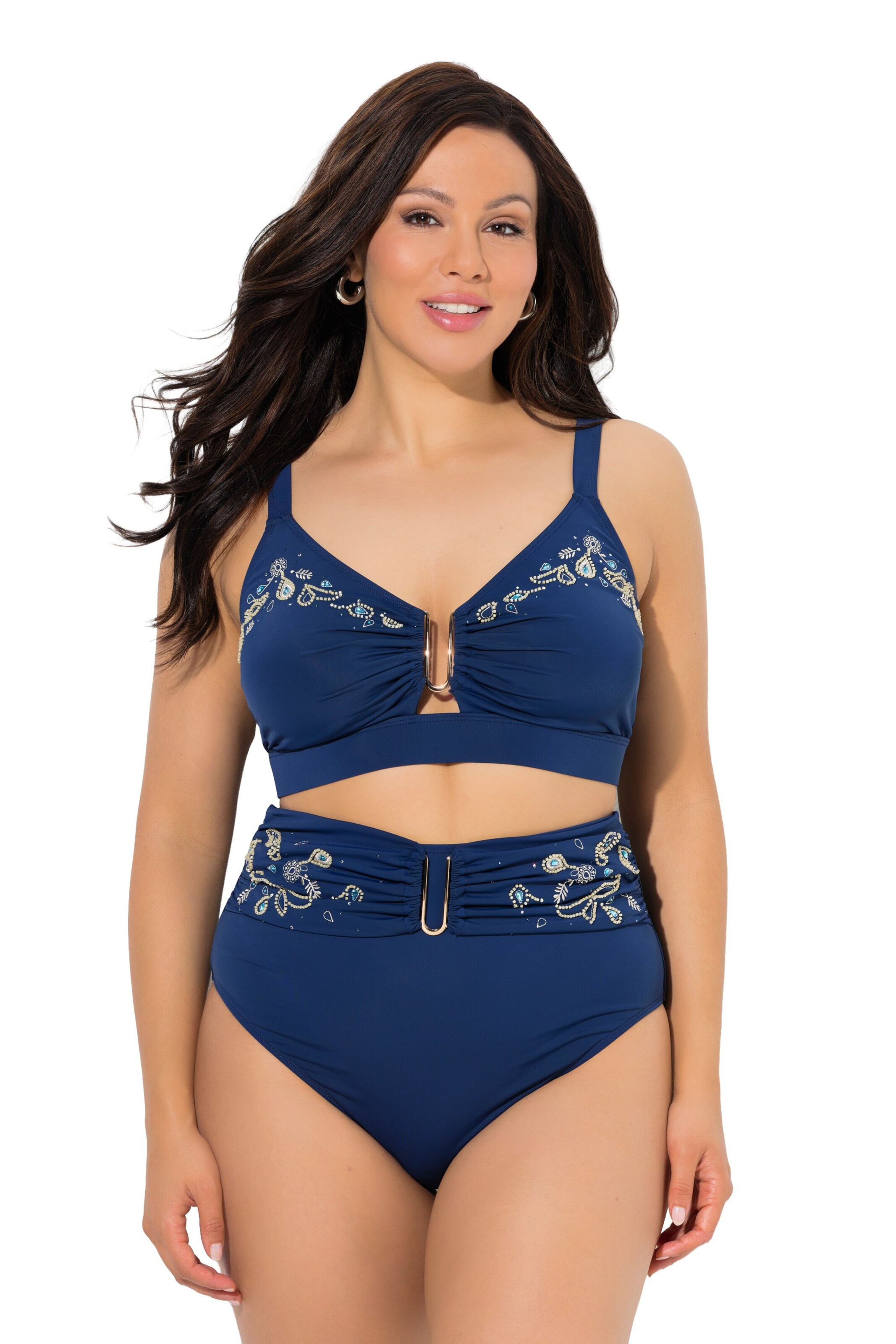 Ulla Popken T-shirt Bikini in Blue: front