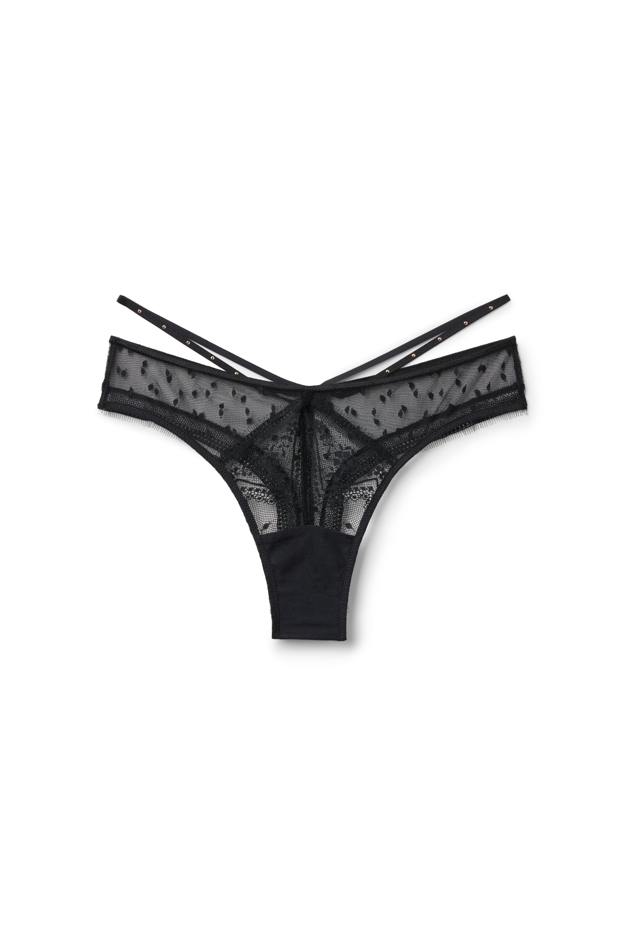 INTIMISSIMI Thong 'FLIRT FEARLESSLY St Valentine' in Black: front