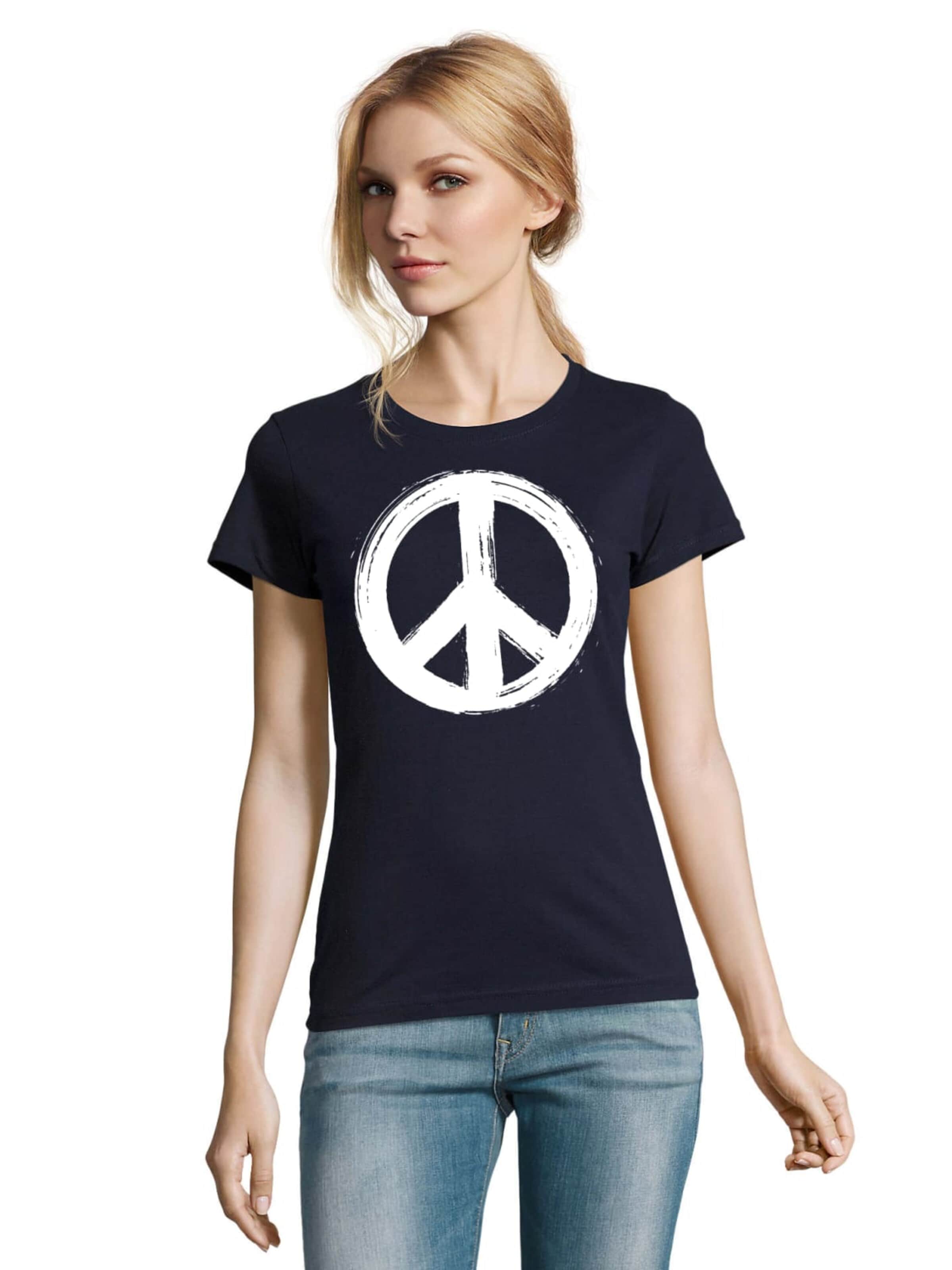 Blondie & Brownie Shirt 'PeaceSymbol' in Blue: front