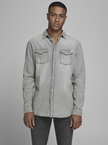 JACK & JONES Regular fit Overhemd 'Sheridan' in Grijs: voorkant