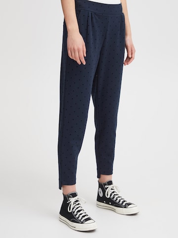 ICHI Regular Pleat-Front Pants 'KATE' in Blue: front