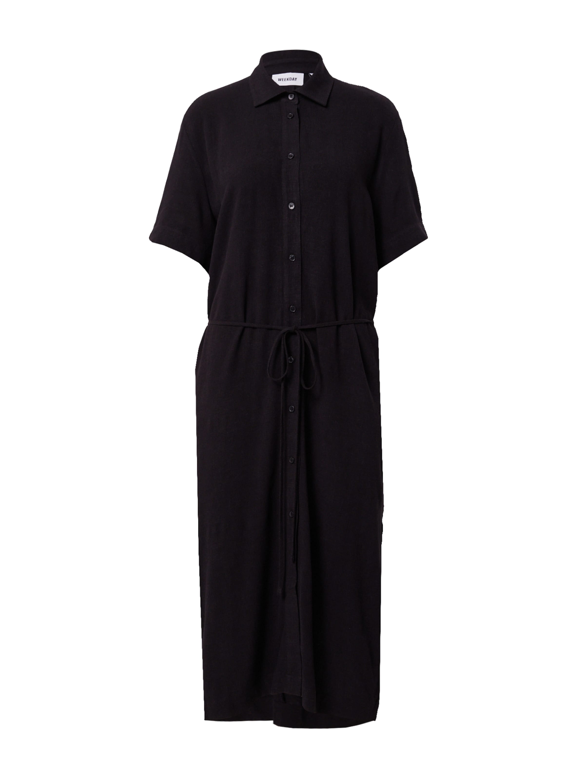 WEEKDAY Рокля тип риза 'Carla' в черно: отпред