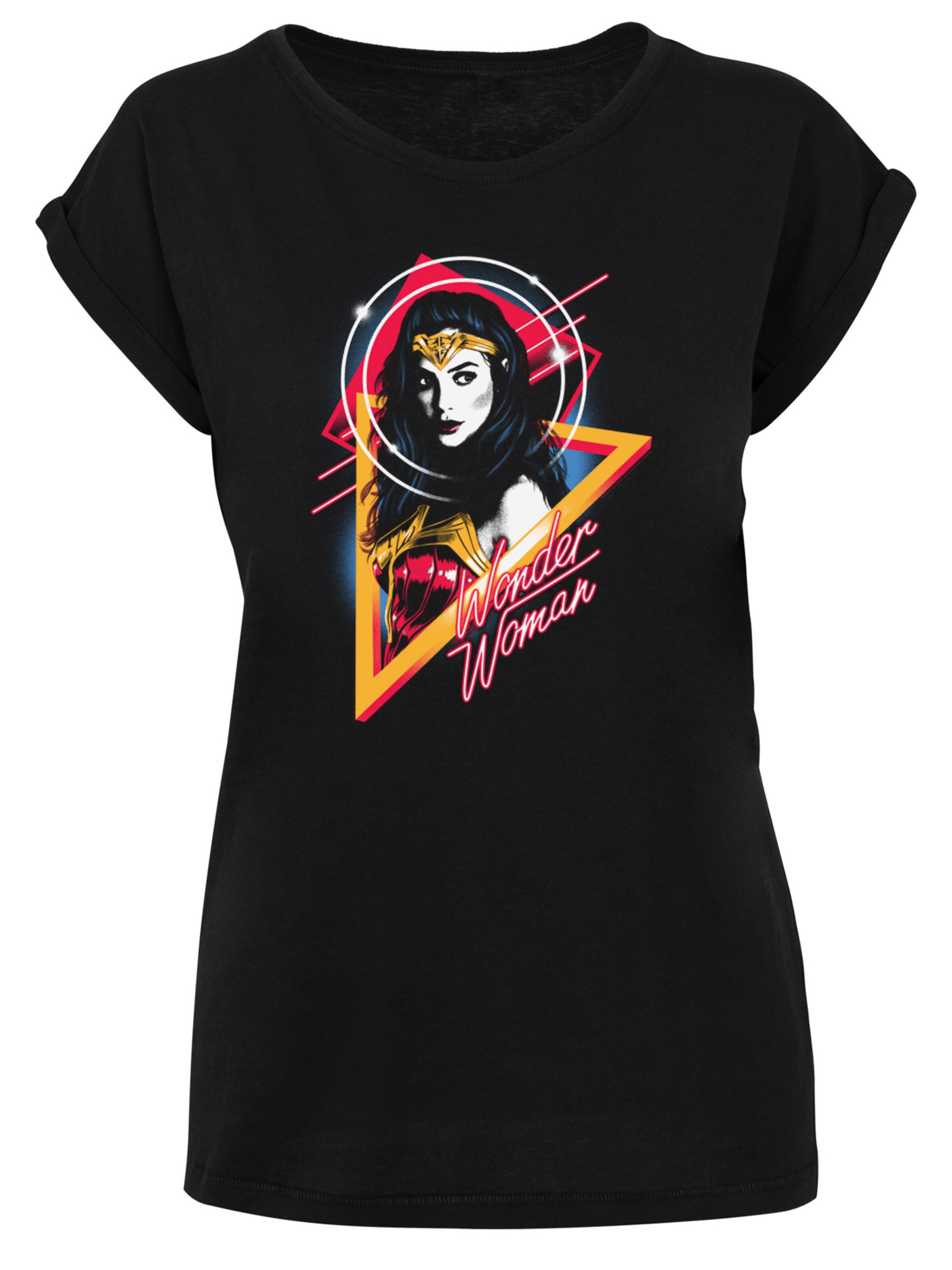 F4NT4STIC Shirt 'DC Comics Wonder Woman 84 Diana 80s Triangle' in Zwart: voorkant