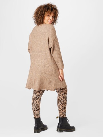 Fransa Curve Knit Cardigan 'SANDY' in Brown