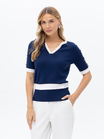 Passioni Pullover 'Navy Blaues Shirt mit weißen Deatils'‌‌‌‌‌‌‌‌ in Blau: Vorderseite