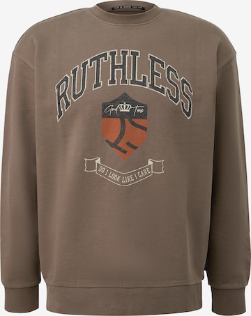 Sweat-shirt QS en marron : devant