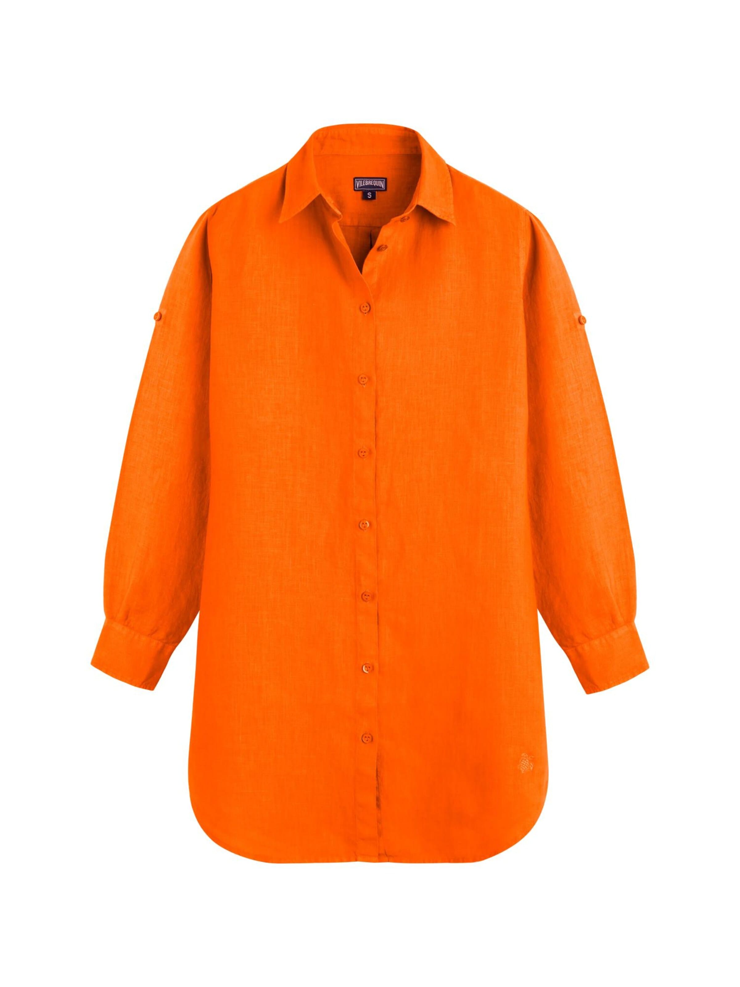 Vilebrequin Shirt Dress in Orange: front