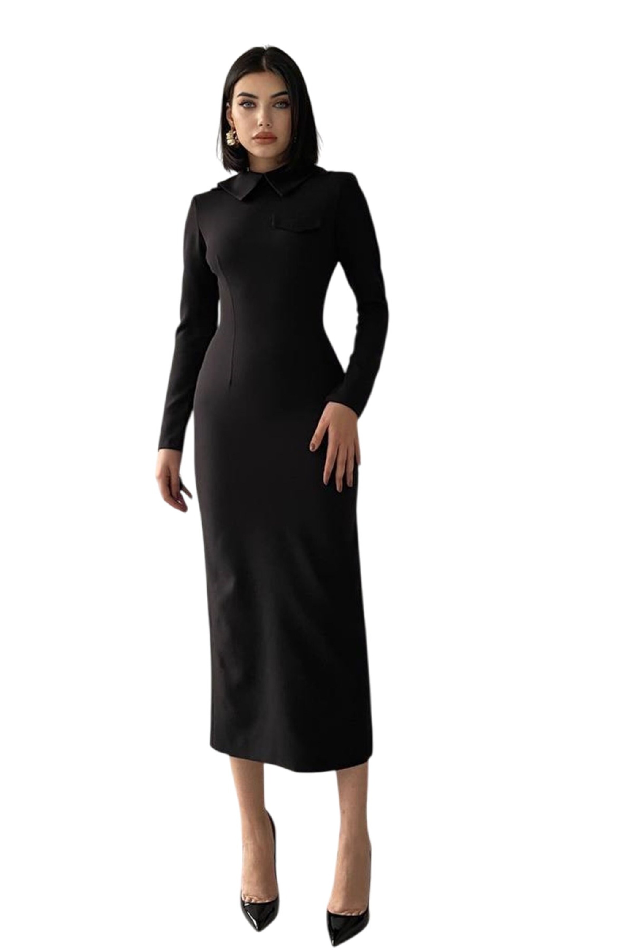 WOMAN VISION Kleid in Schwarz: Vorderseite