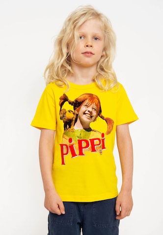 LOGOSHIRT Shirt 'Langstrumpf & Herr Nilsson' in Yellow: front