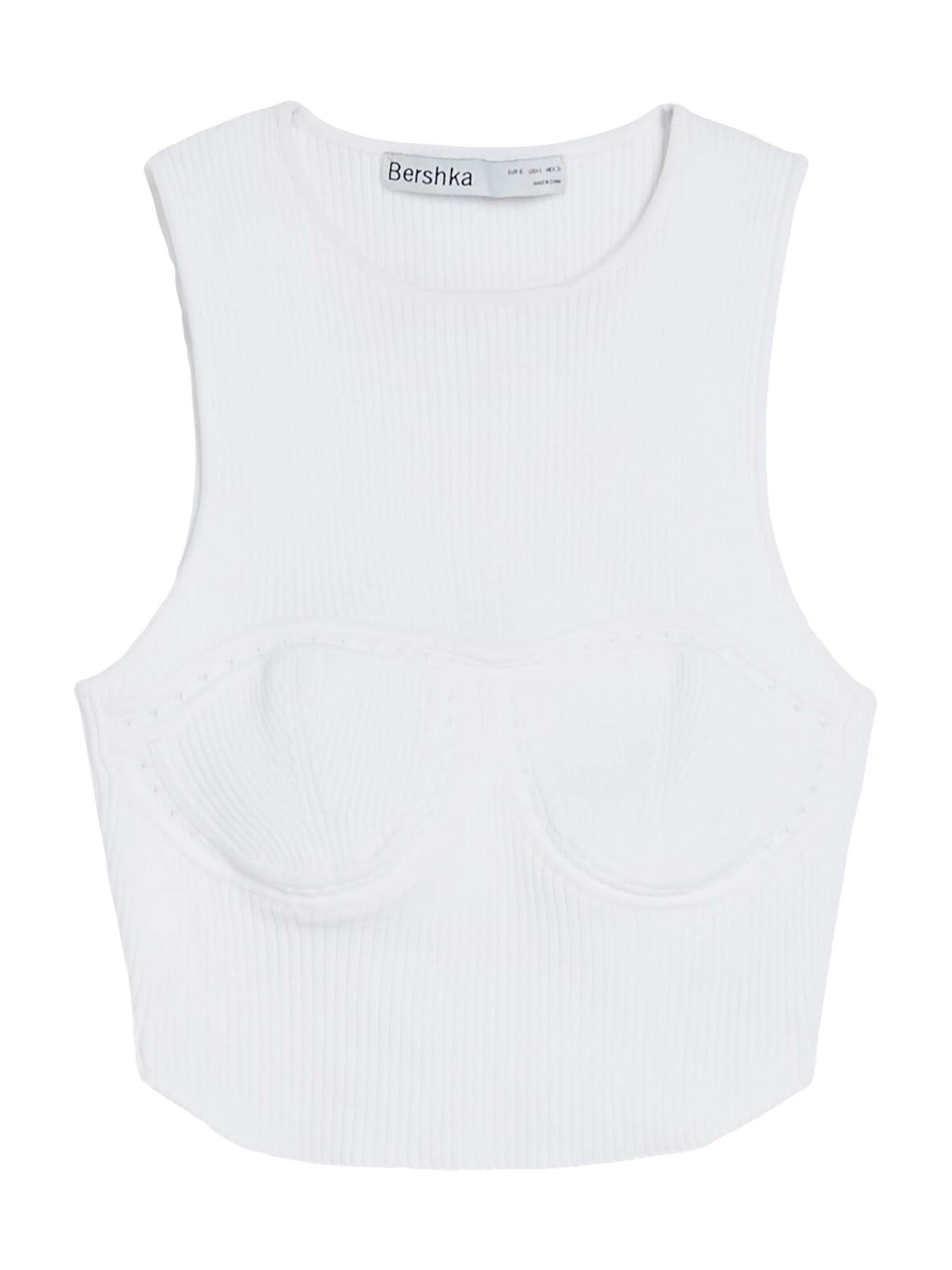 Top in maglia di Bershka in bianco: frontale