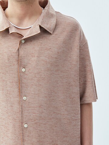 VAMOS CLO Comfort fit Button Up Shirt 'Minneapolis' in Brown