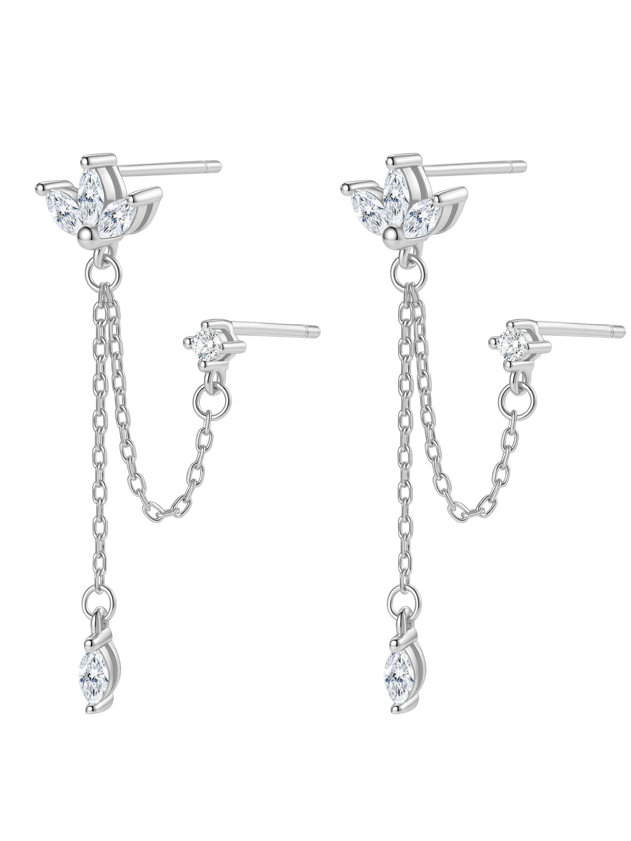 Orecchini 'Petal Chain Dangle' di Hey Happiness in argento