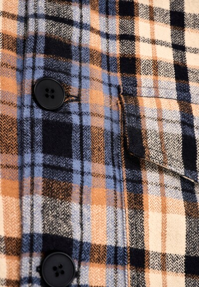 KnowledgeCotton Apparel Overshirt in taubenblau / braun / orange / schwarz, Produktansicht