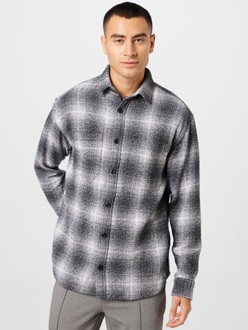 JACK & JONES Regular fit Button Up Shirt in Black: front