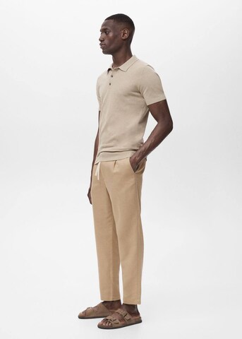 MANGO MAN Regular Pleat-Front Pants 'Romelino' in Beige