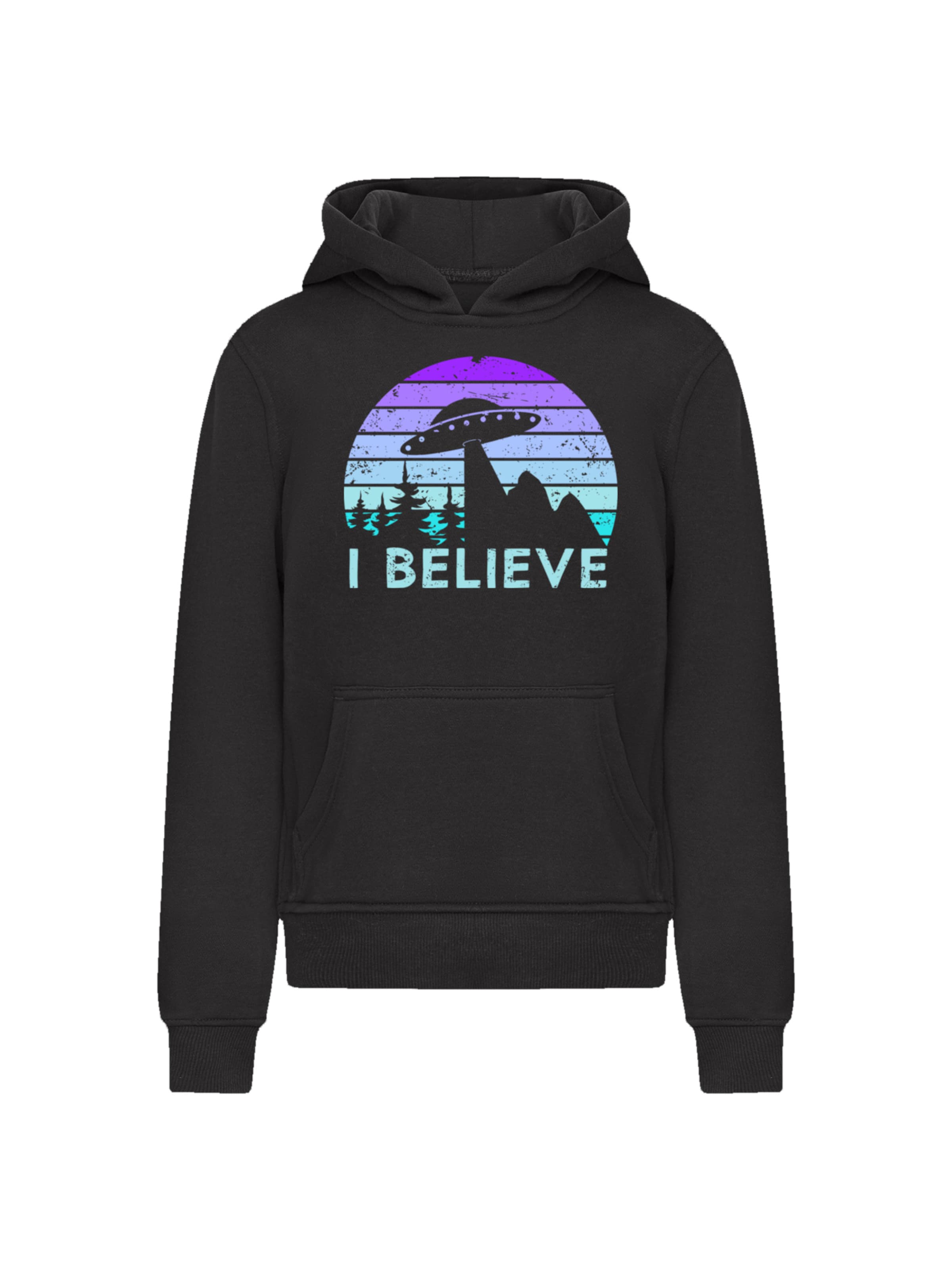 Sweat-shirt 'I Believe UFO Alien Raumschiff Retro' F4NT4STIC en noir : devant