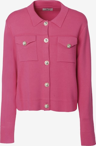 Influencer Πλεκτή ζακέτα σε ροζ: μπροστά