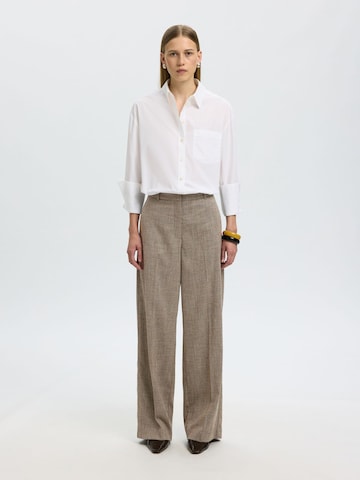 SELECTED - Pierna ancha Pantalón de pinzas en marrón