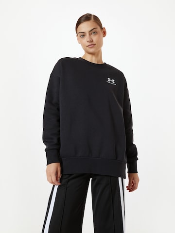 UNDER ARMOUR Sportief sweatshirt 'Essential' in Zwart: voorkant