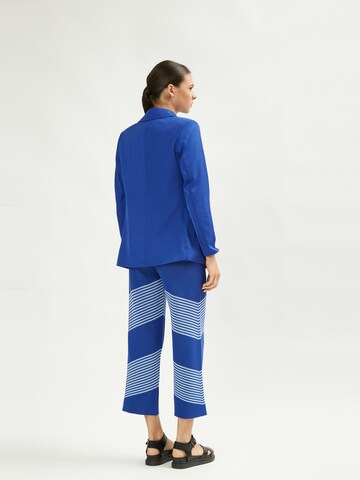 Influencer Voľný strih Nohavice 'Striped knit pants' - Modrá