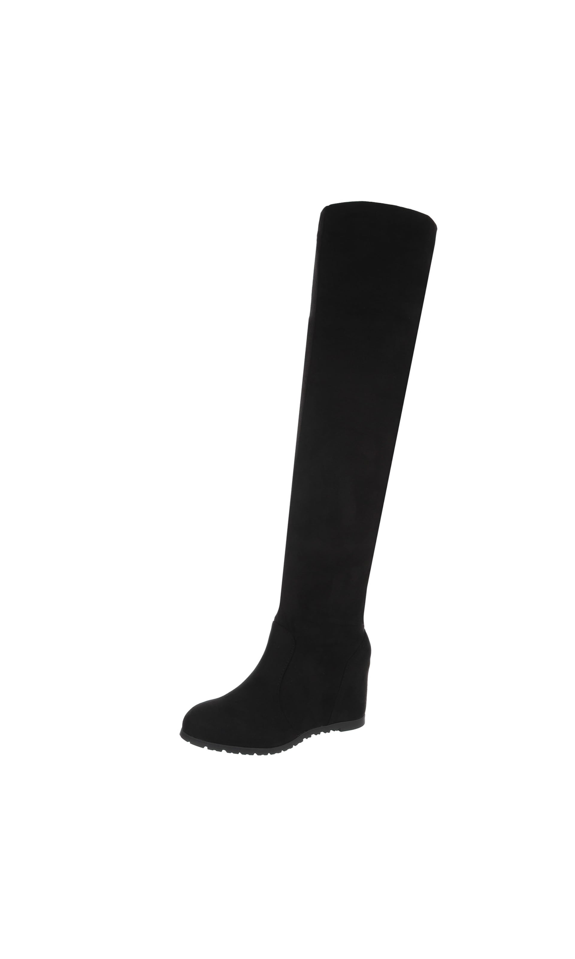 Ital-Design Overknees in Schwarz: Vorderseite