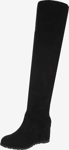 Ital-Design Over the Knee Boots in Black: front