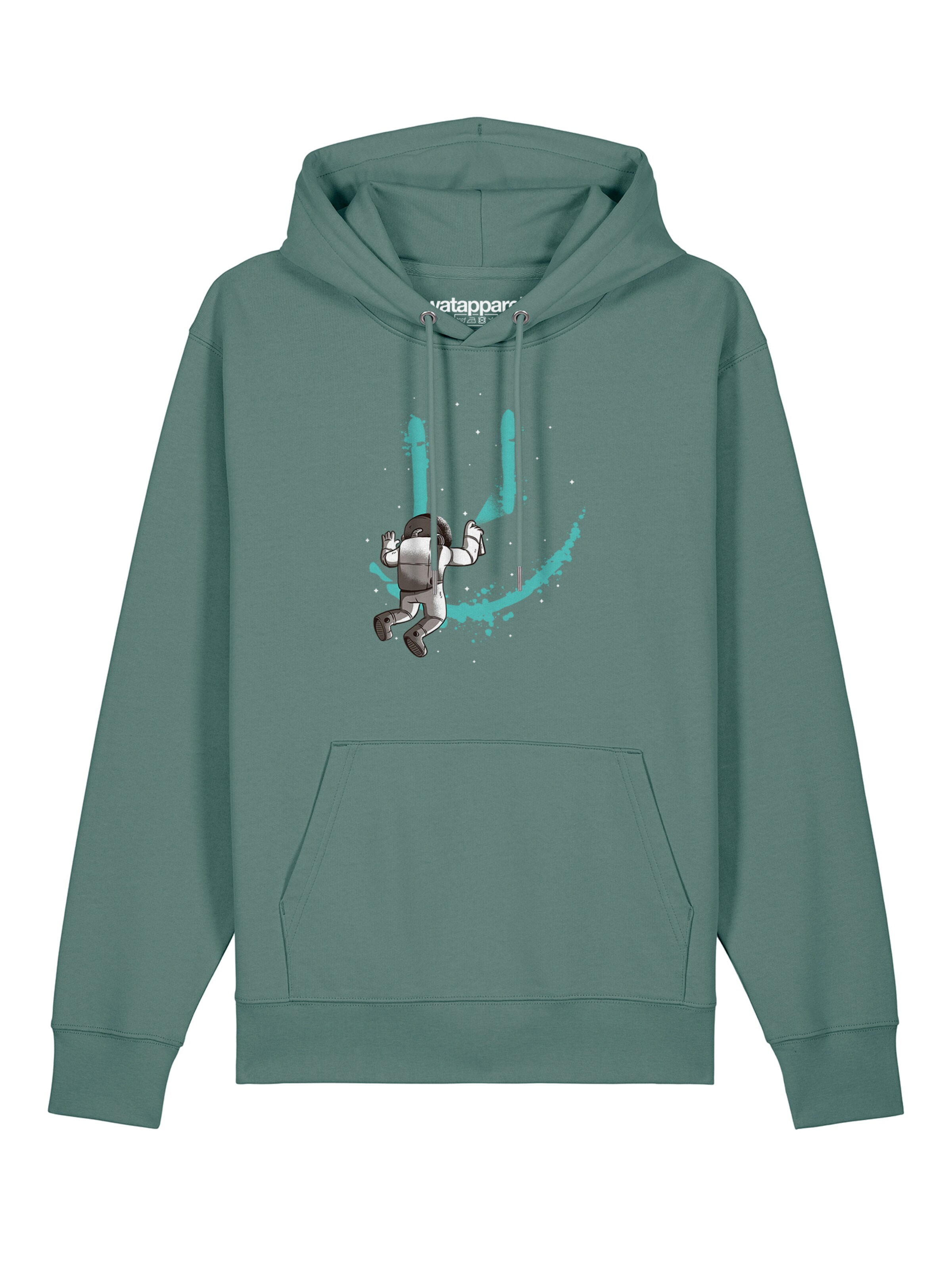 Watapparel Sweatshirt 'Graffiti Astronaut' in Groen: voorkant