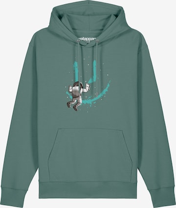 Watapparel Sweatshirt 'Graffiti Astronaut' in Groen: voorkant