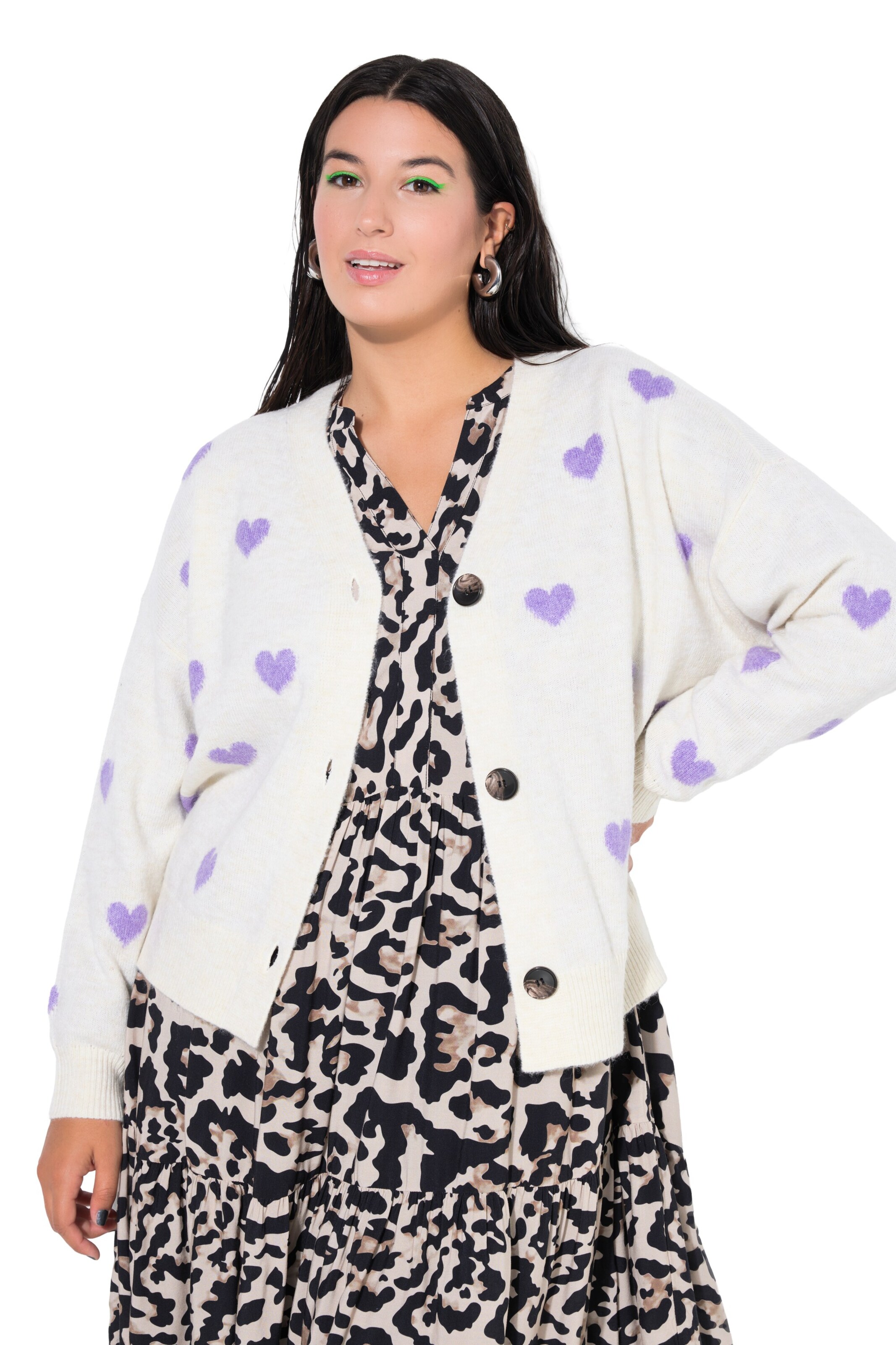 Studio Untold Knit Cardigan in Beige: front